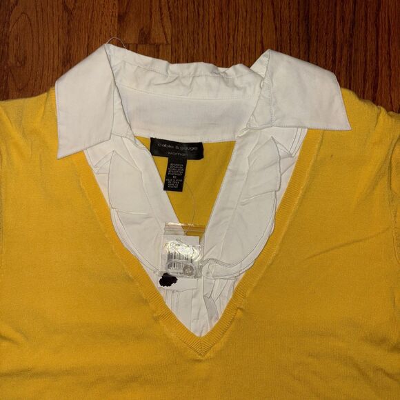 CABLE & GAUGE NWT Yellow Collared Layered Sweater Top - Size 1X - Picture 6 of 6